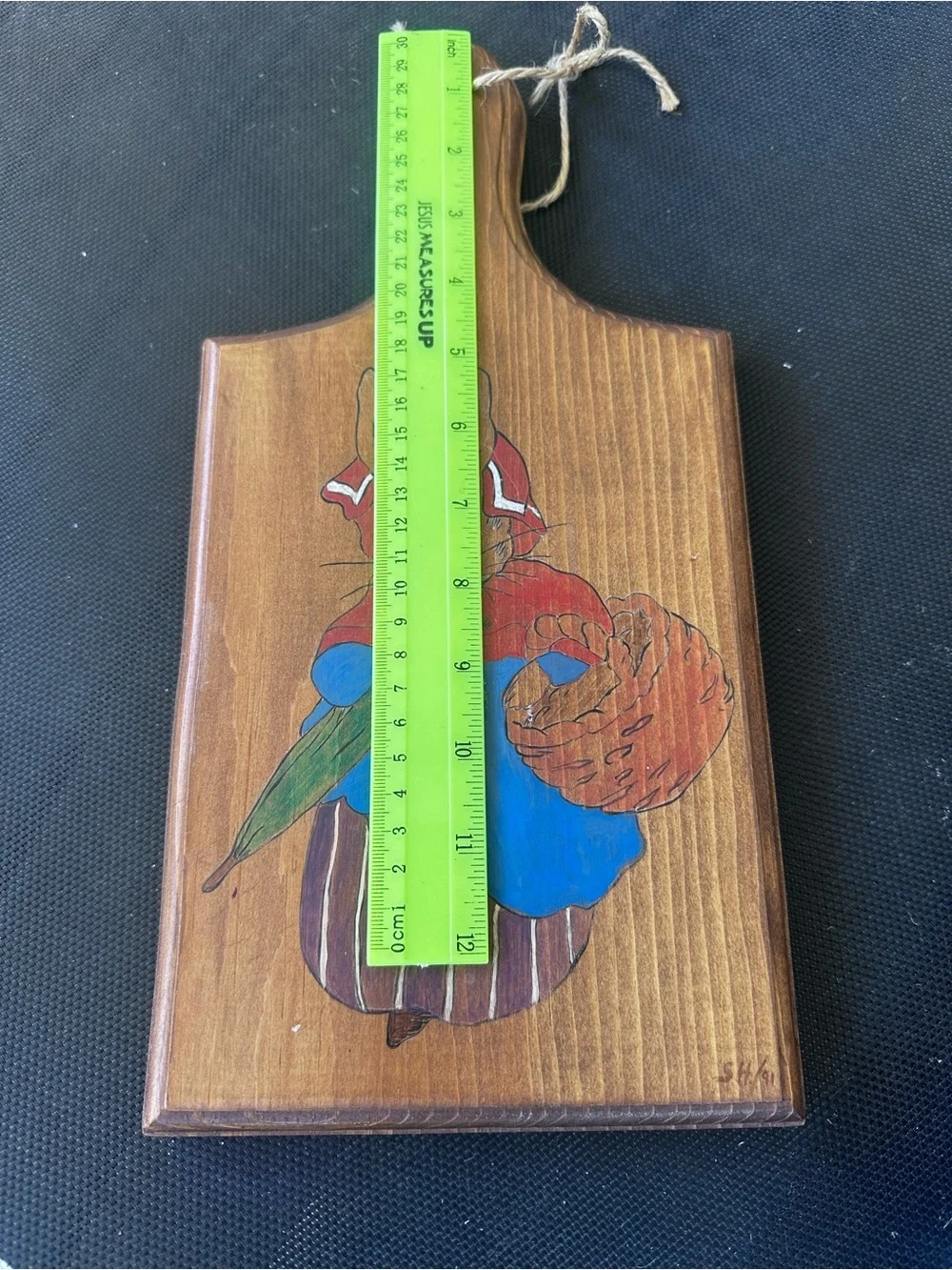 Primitive folk art Hand-Painted wooden cutting board Rabbit  design